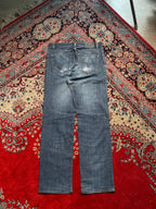 PIERRE CARDIN STRAIGHT Fit Distressed Fade Wash Blue Denim JEANS - 32