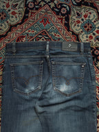 PIERRE CARDIN STRAIGHT Fit Distressed Fade Wash Blue Denim JEANS - 32