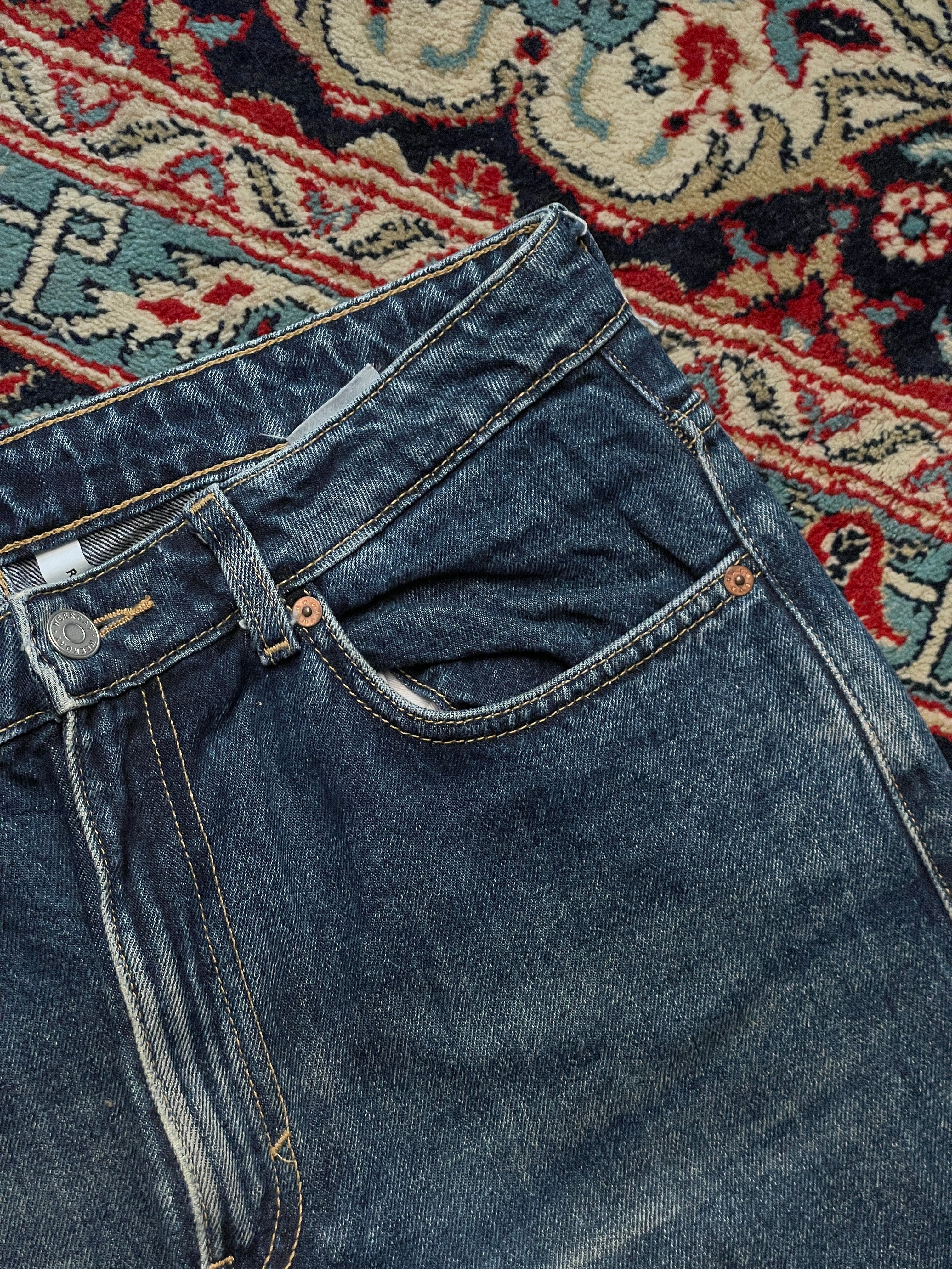 WEEKDAY Rowe High Waisted RELAXED FIT Dark Wash JEANS - 30