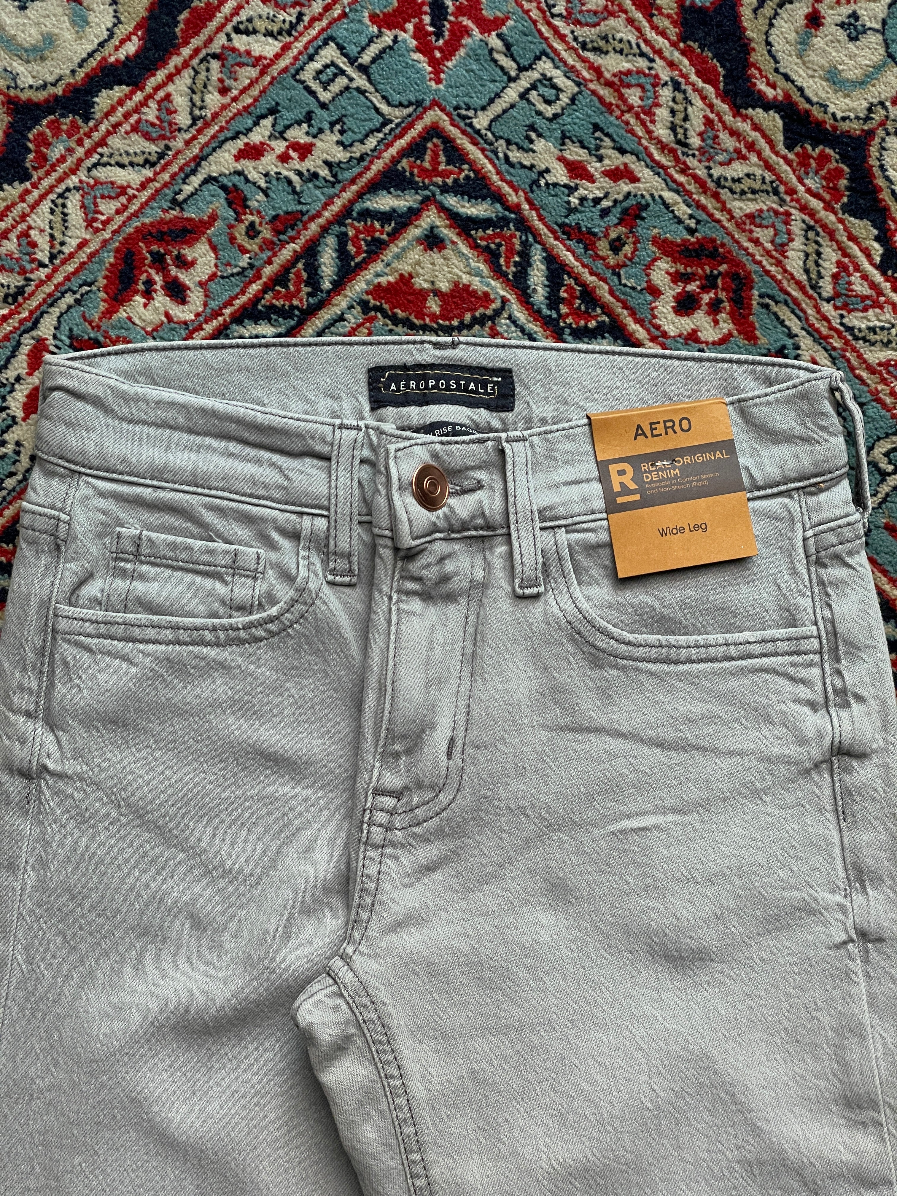Aeropostale High Rise Baggy FIT Grey Denim JEANS - 26