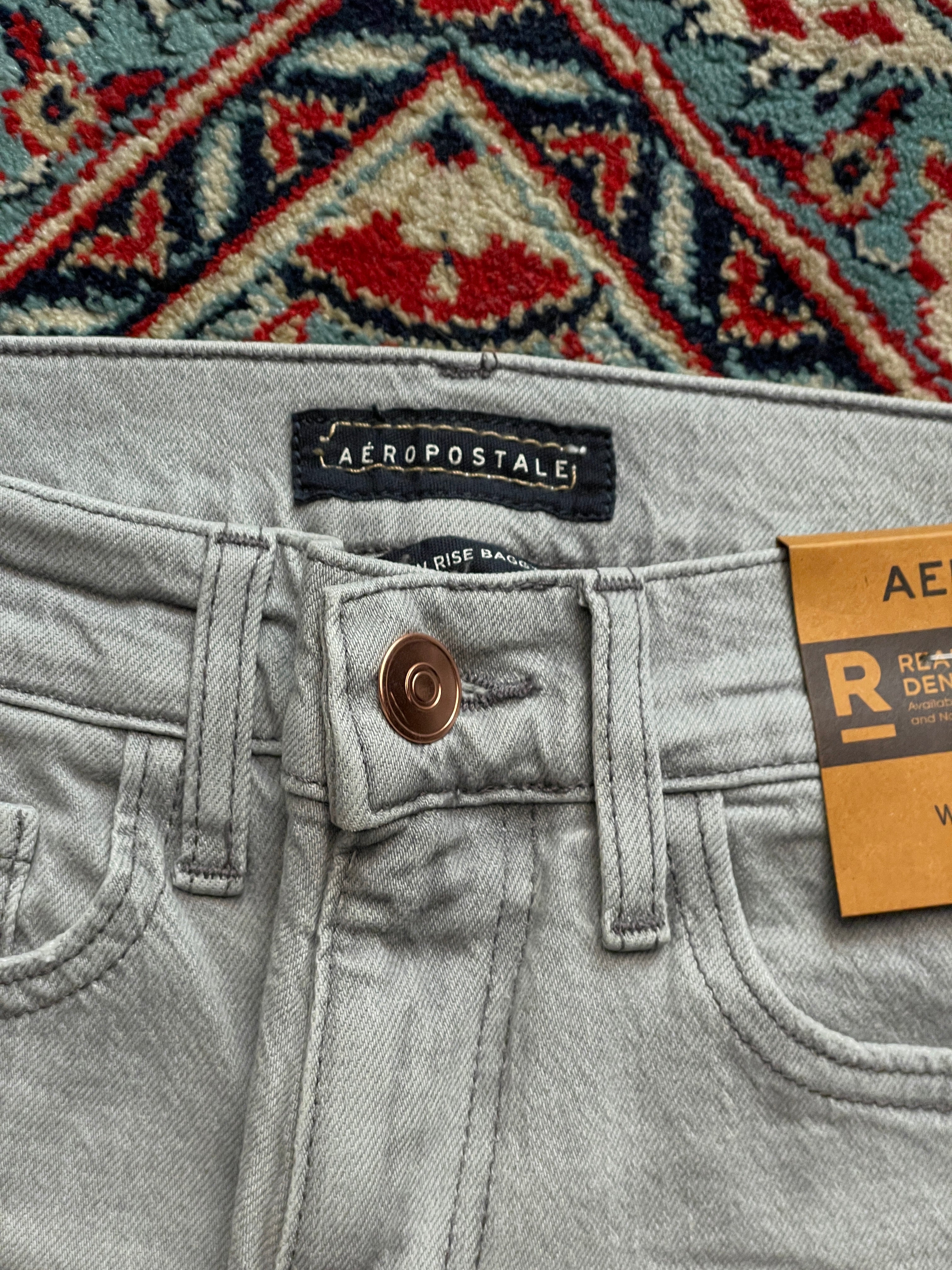 Aeropostale High Rise Baggy FIT Grey Denim JEANS - 26
