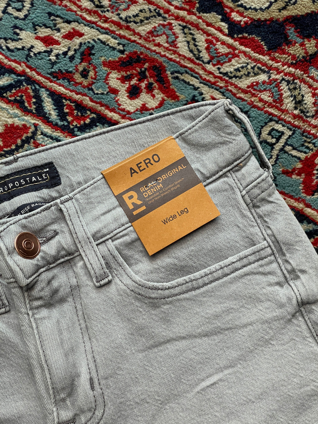 Aeropostale High Rise Baggy FIT Grey Denim JEANS - 26