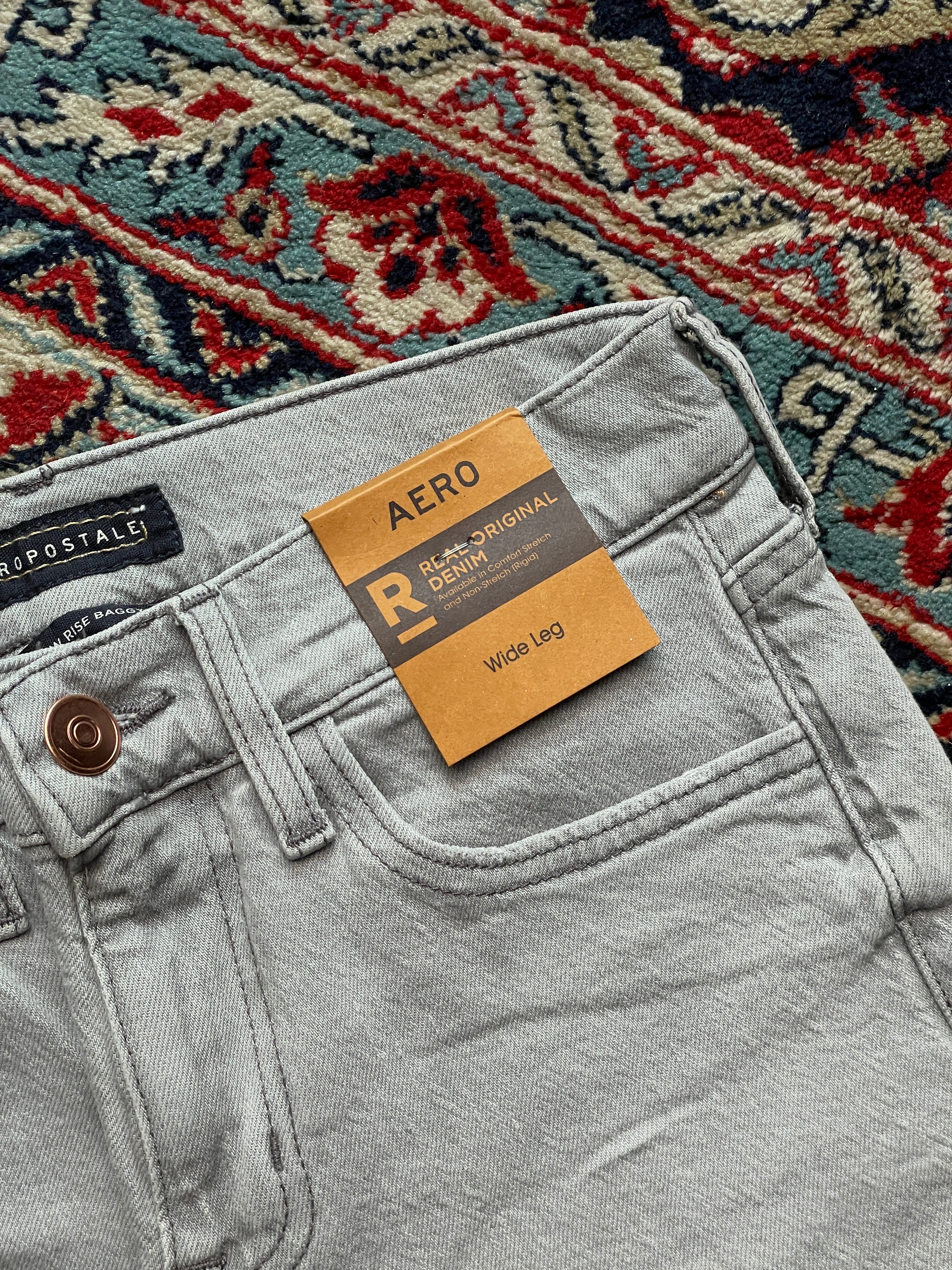 Aeropostale High Rise Baggy FIT Grey Denim JEANS - 26