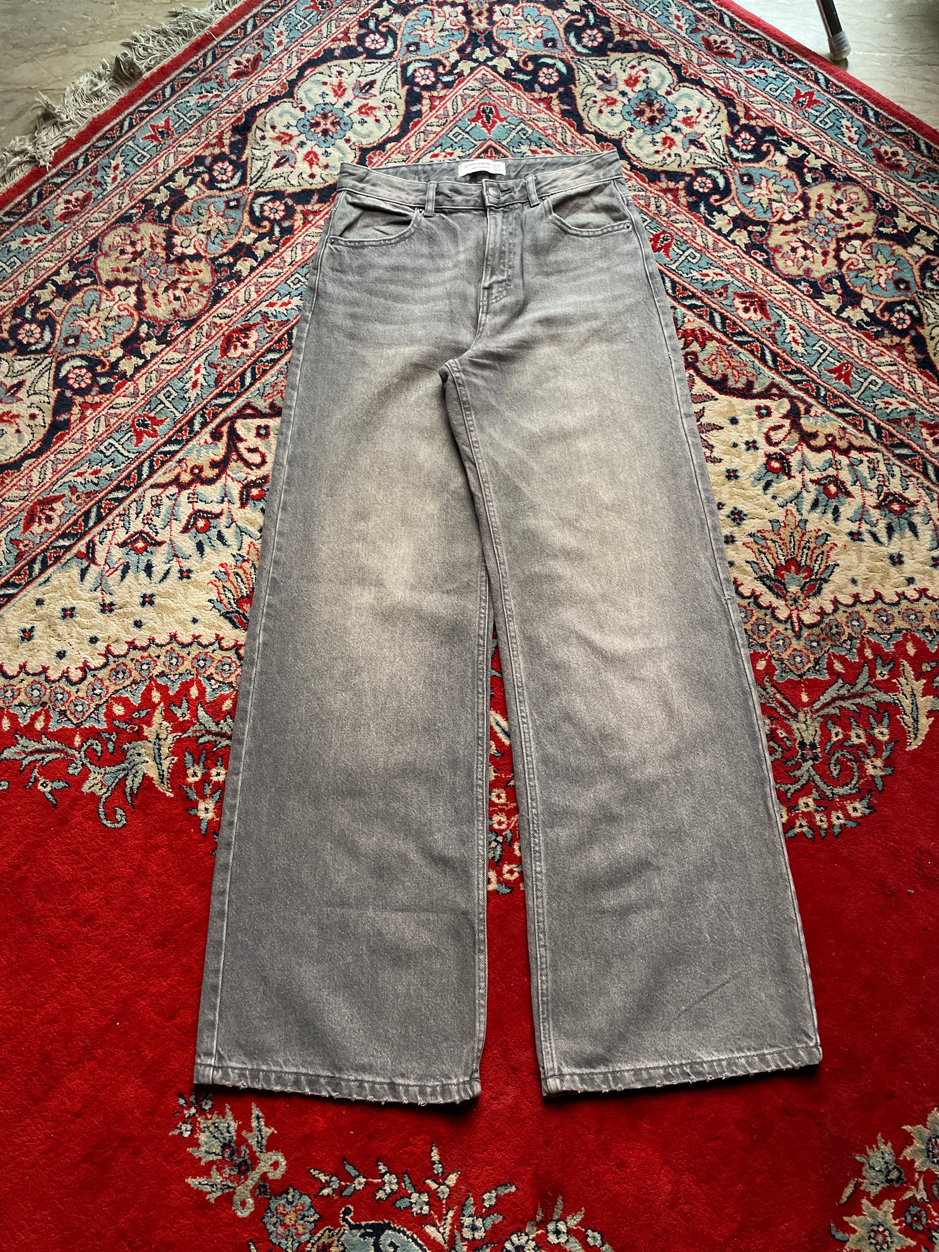 PULL&BEAR HIGH WAIST GREY WASH DENIM JEANS - 28