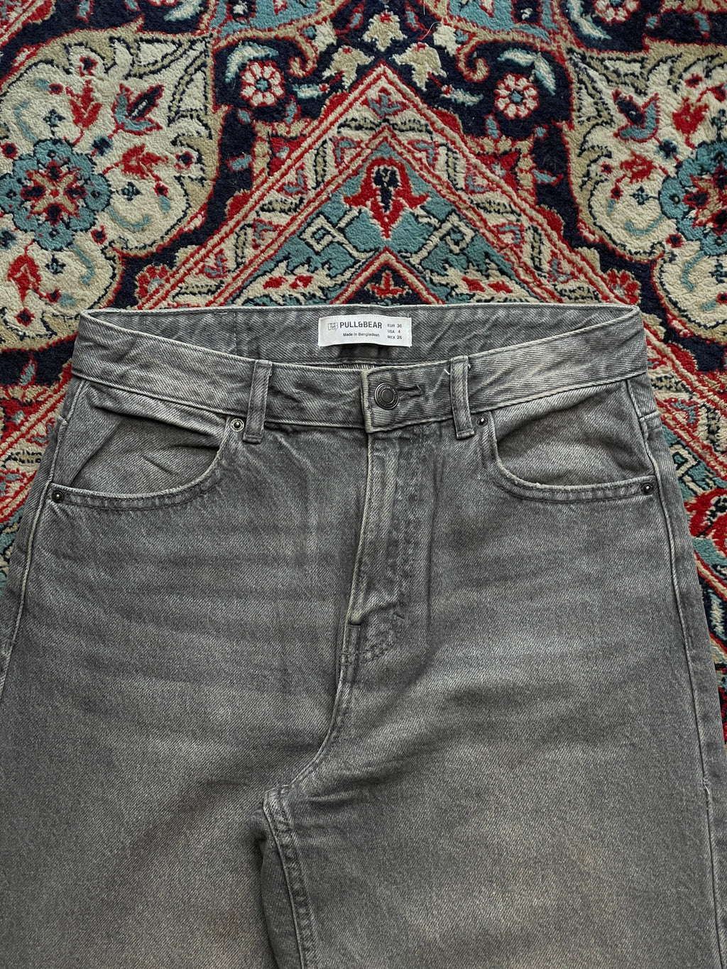 PULL&BEAR HIGH WAIST GREY WASH DENIM JEANS - 28