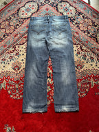 VINTAGE DENIM CO WASHED STRAIGHT FIT DARK BLUE JEANS - 32