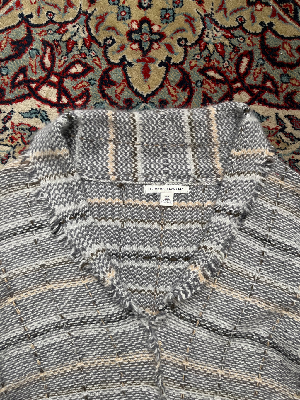 Banana Republic Wool Angora Rabbit Hair Plaid Cardigan - L
