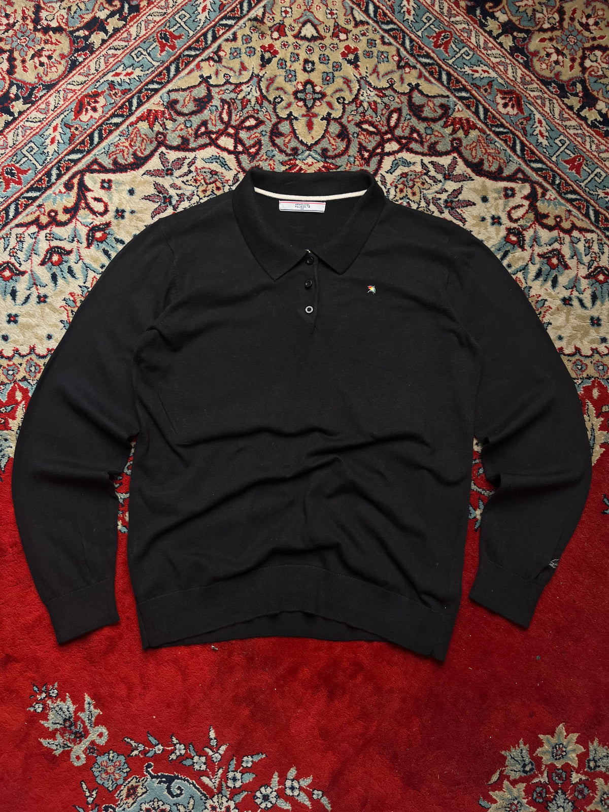 Arnold Palmer Black Button Polo Knit Sweater - M