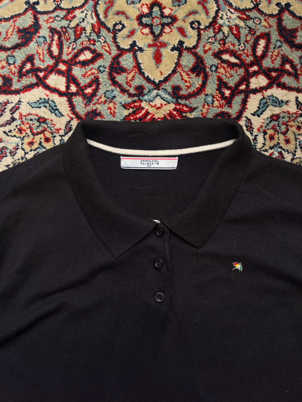 Arnold Palmer Black Button Polo Knit Sweater - M