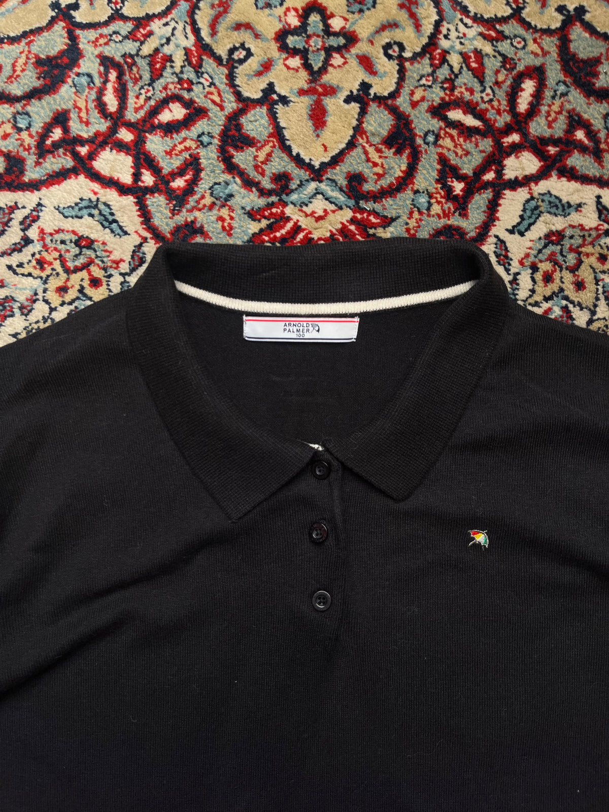 Arnold Palmer Black Button Polo Knit Sweater - M