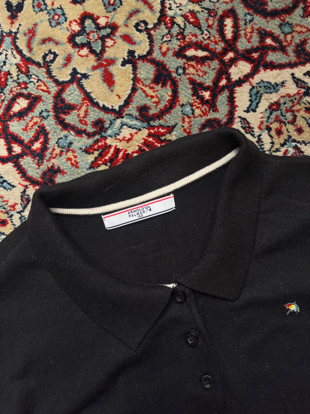 Arnold Palmer Black Button Polo Knit Sweater - M