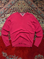 Tommy Hilfiger Premium Cotton Pink V-Neck Pullover Sweater - L