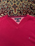 Tommy Hilfiger Premium Cotton Pink V-Neck Pullover Sweater - L