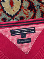 Tommy Hilfiger Premium Cotton Pink V-Neck Pullover Sweater - L