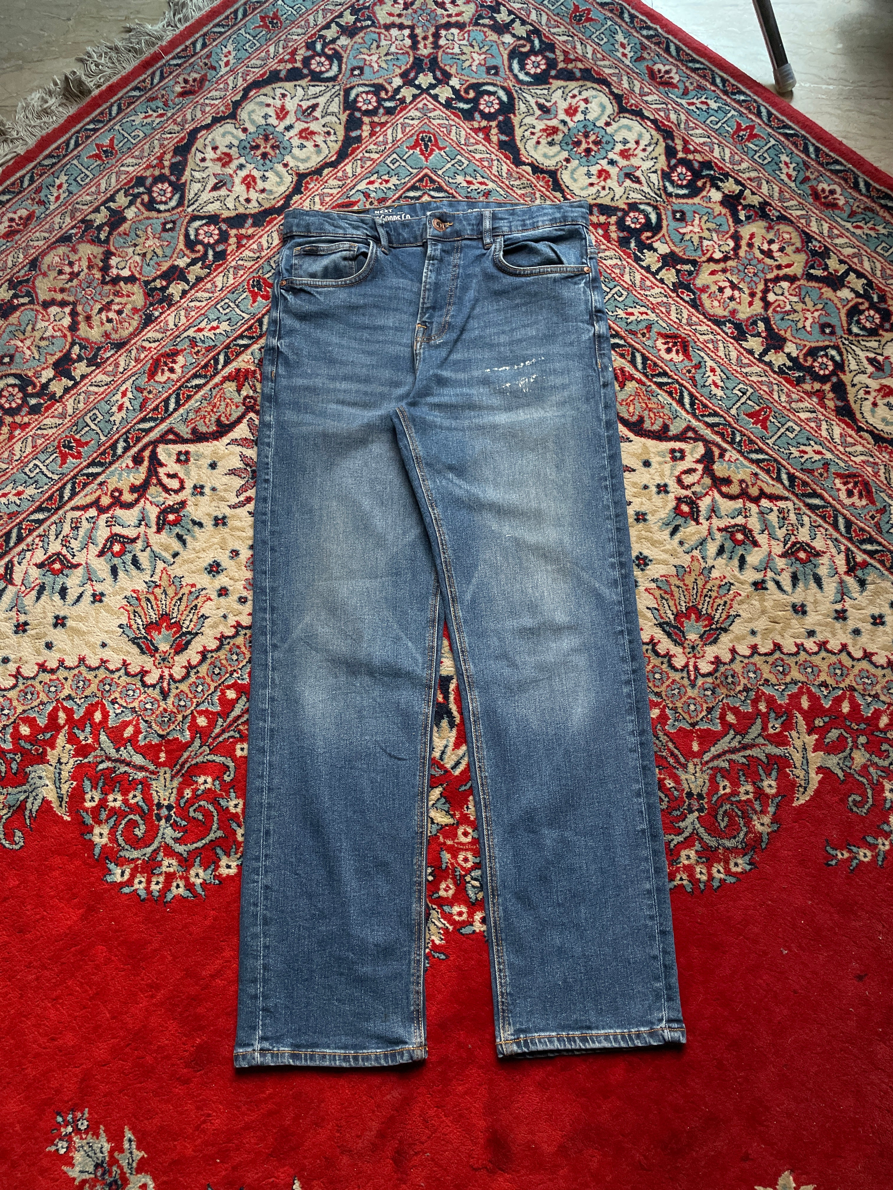 NEXT DENIM GOODS CO WASHED BLUE STRAIGHT FIT DENIM JEANS - 32