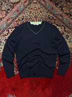 FILA Golf Navy Blue Double V-Neck Knit Sweater - M