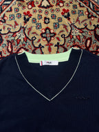 FILA Golf Navy Blue Double V-Neck Knit Sweater - M