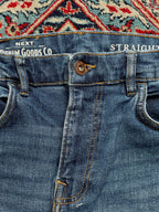 NEXT DENIM GOODS CO WASHED BLUE STRAIGHT FIT DENIM JEANS - 32
