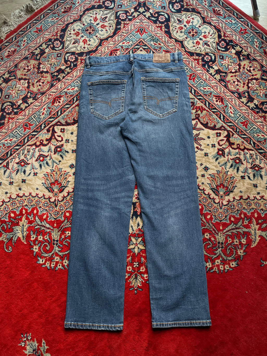 NEXT DENIM GOODS CO WASHED BLUE STRAIGHT FIT DENIM JEANS - 32