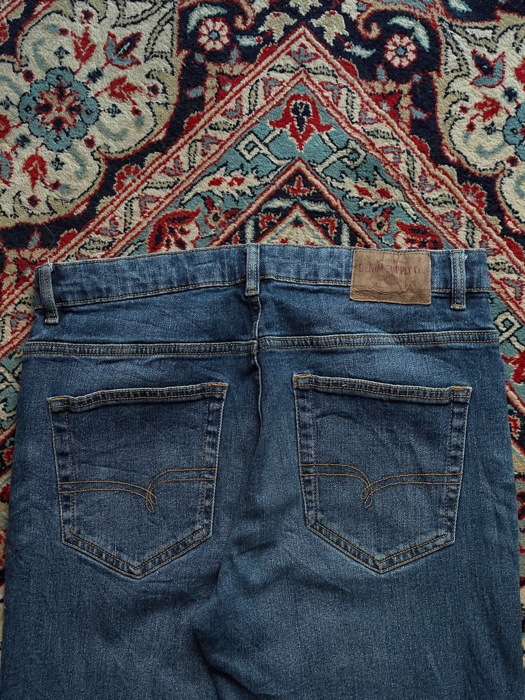 NEXT DENIM GOODS CO WASHED BLUE STRAIGHT FIT DENIM JEANS - 32