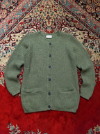 Cotswold Collections Lambswool Green Ribbed Knit Pocket Cardigan -  M