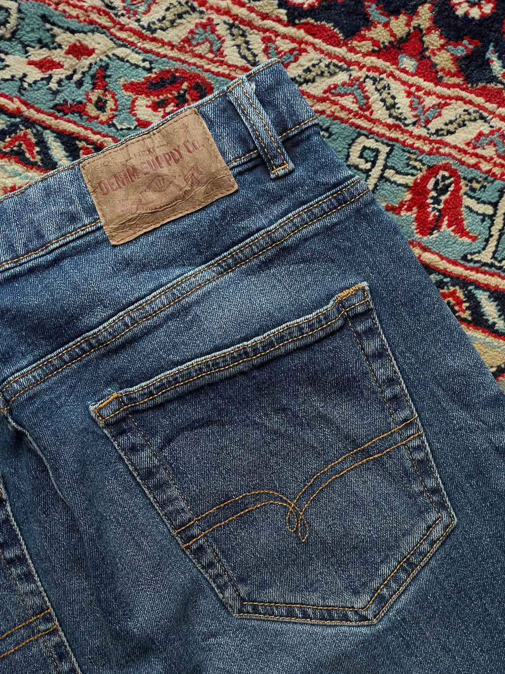 NEXT DENIM GOODS CO WASHED BLUE STRAIGHT FIT DENIM JEANS - 32