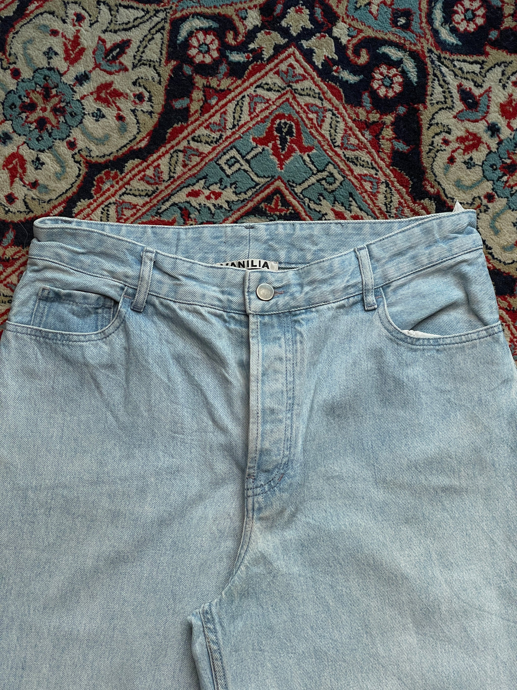 VANILIA VINTAGE LIGHT WASH HIGH WAISTED SUPER BAGGY JEANS - 30