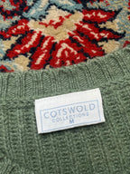 Cotswold Collections Lambswool Green Ribbed Knit Pocket Cardigan -  M