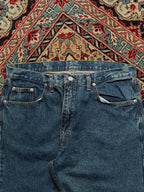 BASE ADELIE VOYAGE A L'EXTREME WASHED BLUE STRAIGHT DENIM JEANS - 34