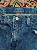 BASE ADELIE VOYAGE A L'EXTREME WASHED BLUE STRAIGHT DENIM JEANS - 34