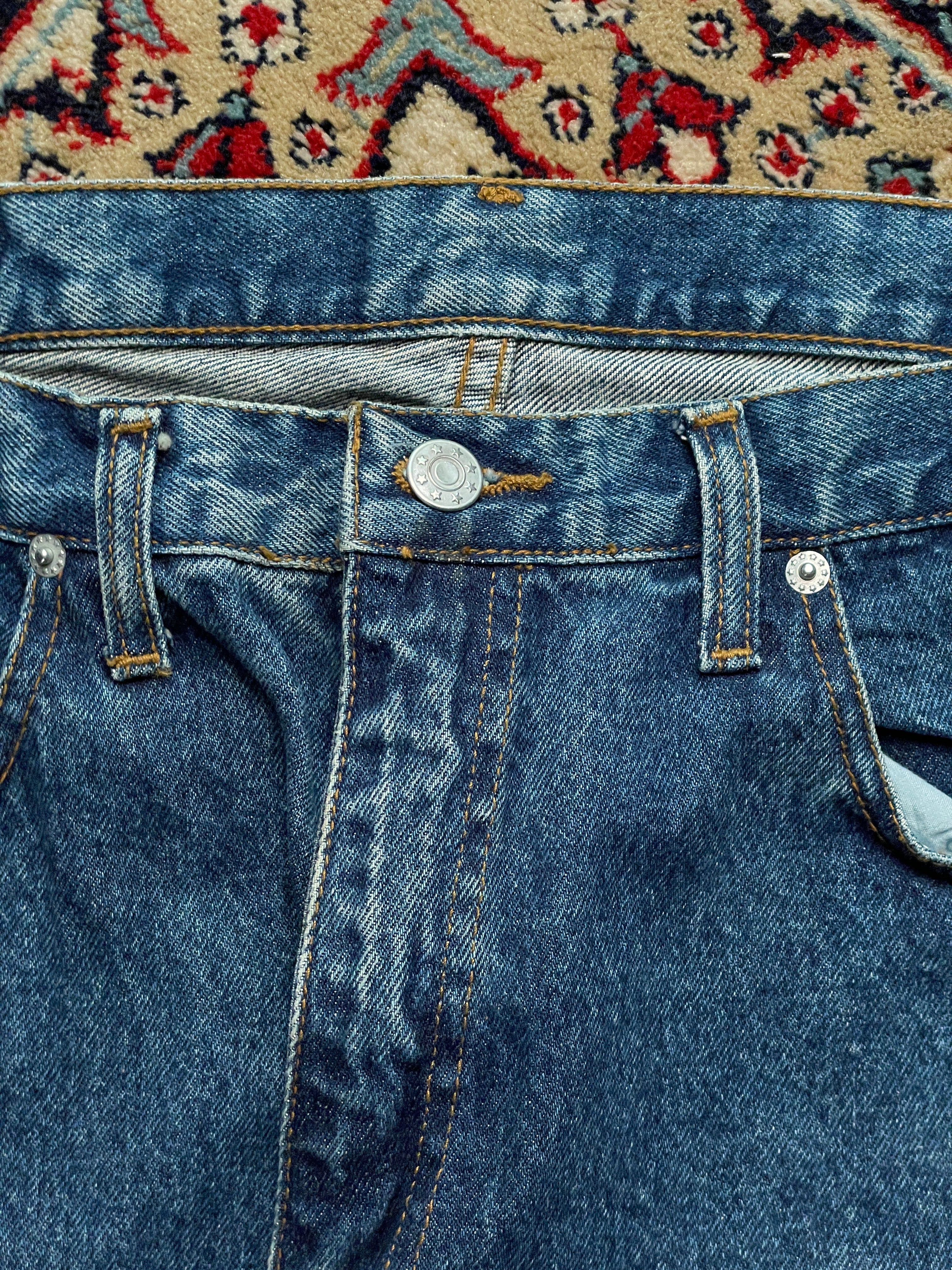 BASE ADELIE VOYAGE A L'EXTREME WASHED BLUE STRAIGHT DENIM JEANS - 34