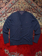 Tommy Hilfiger Pima Cotton Cashmere Blue V-Neck Cardigan - M