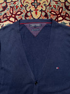 Tommy Hilfiger Pima Cotton Cashmere Blue V-Neck Cardigan - M