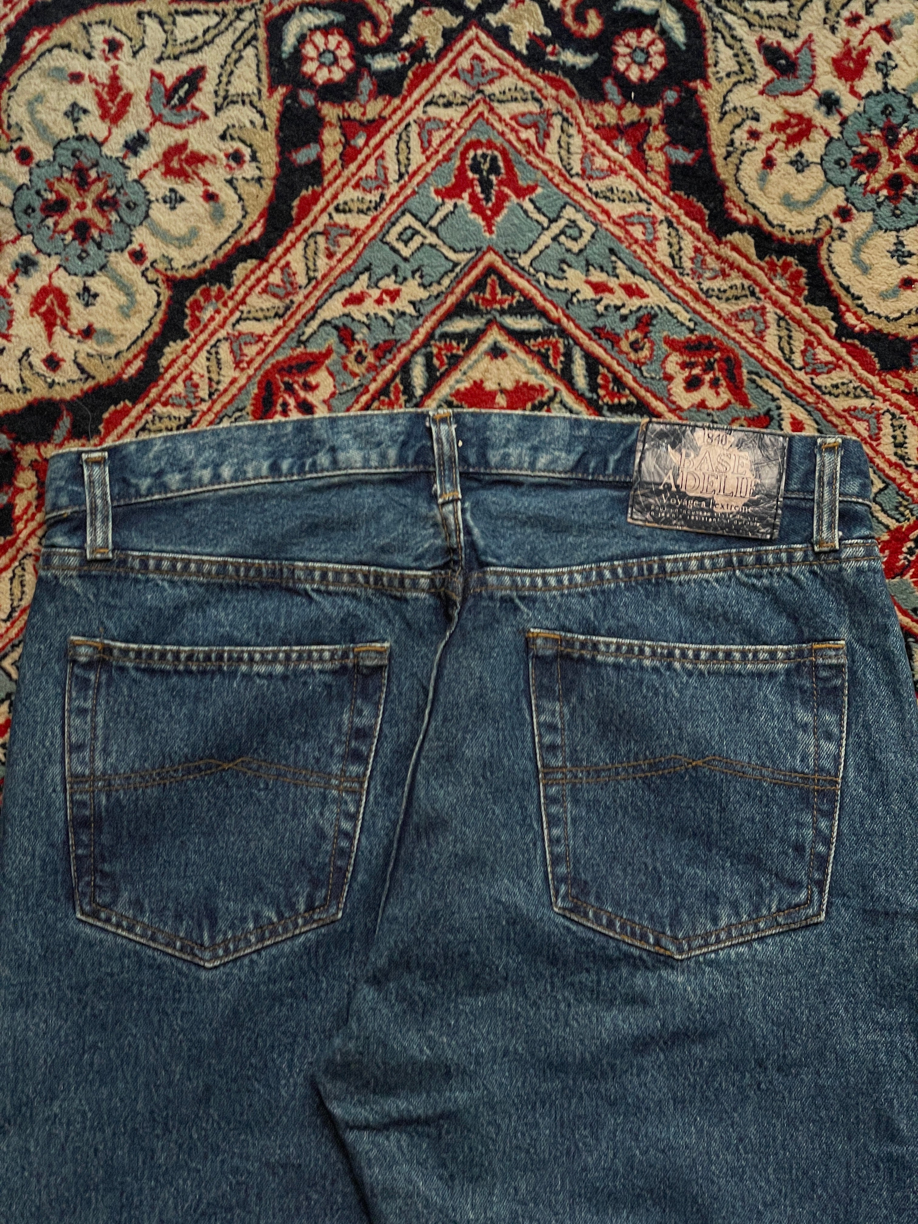 BASE ADELIE VOYAGE A L'EXTREME WASHED BLUE STRAIGHT DENIM JEANS - 34