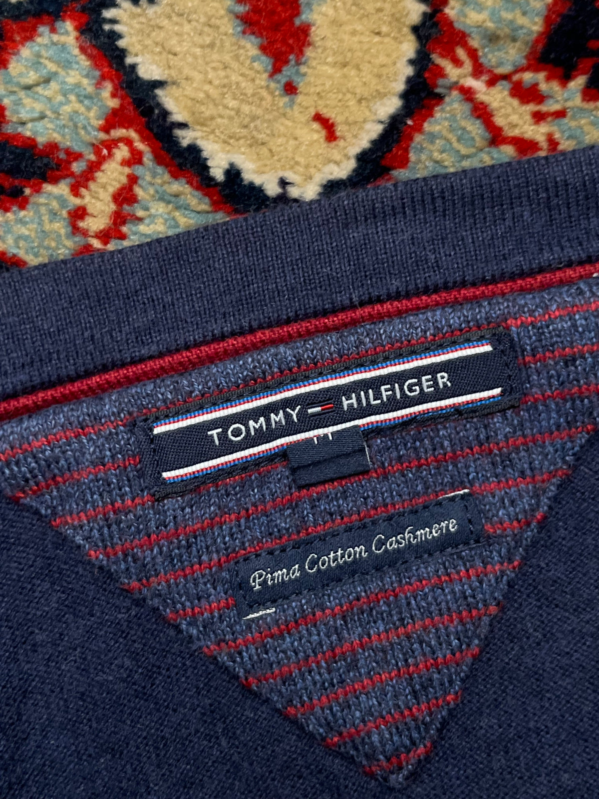Tommy Hilfiger Pima Cotton Cashmere Blue V-Neck Cardigan - M