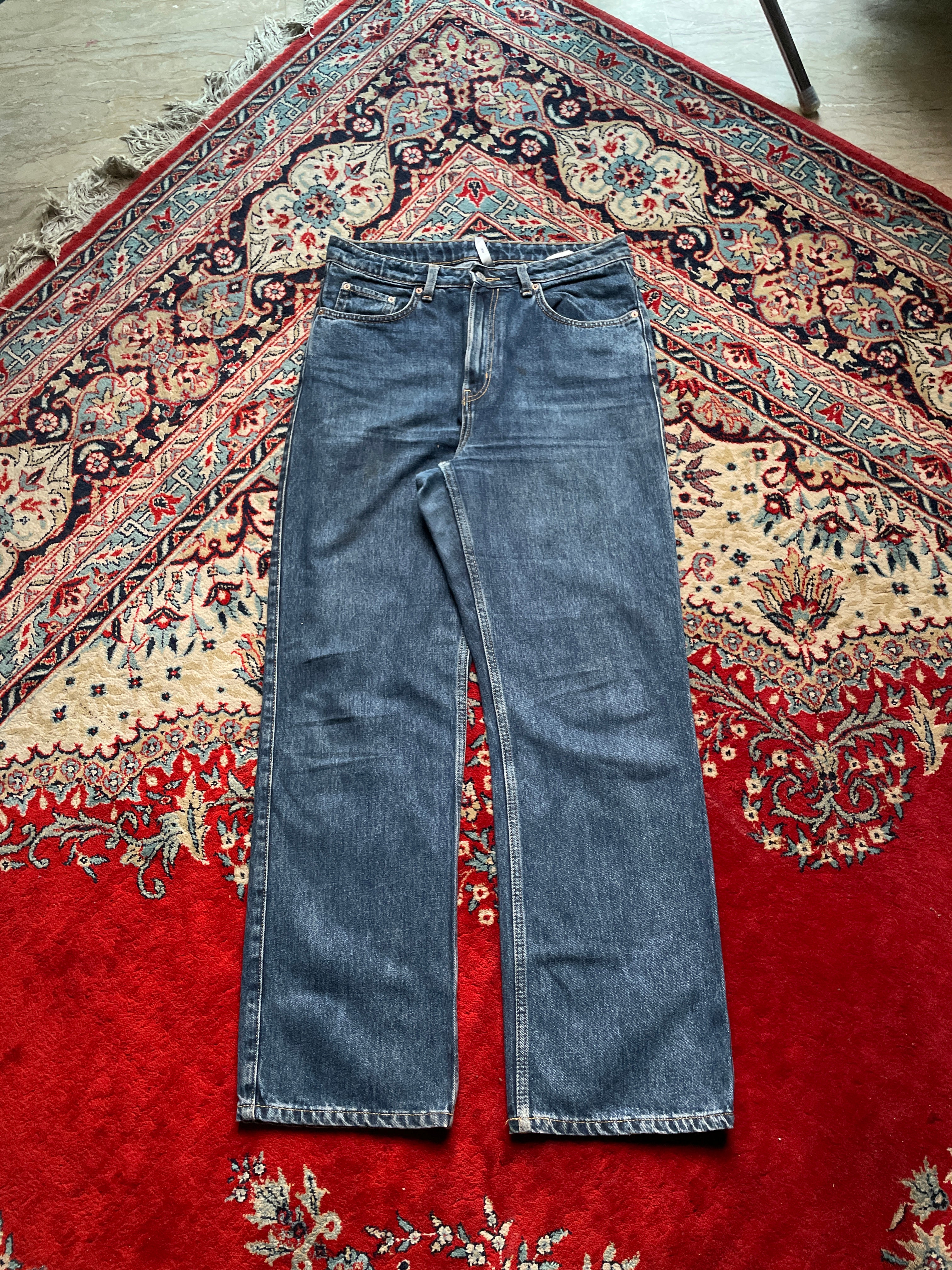 Weekday Rowe Blue Wash High Waisted Straight FIT Denim JEANS - 30