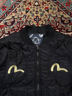 Evisu Heritage Taka Falcon Embroidered Quilted Souvenir Sukajan Bomber Jacket - L