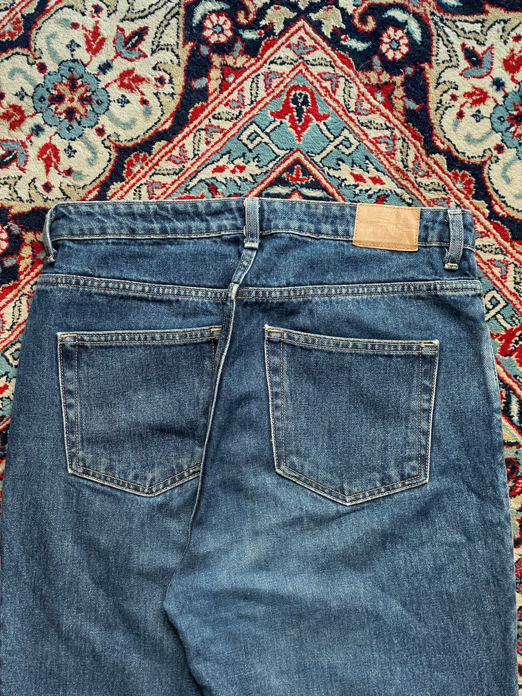 Weekday Rowe Blue Wash High Waisted Straight FIT Denim JEANS - 30