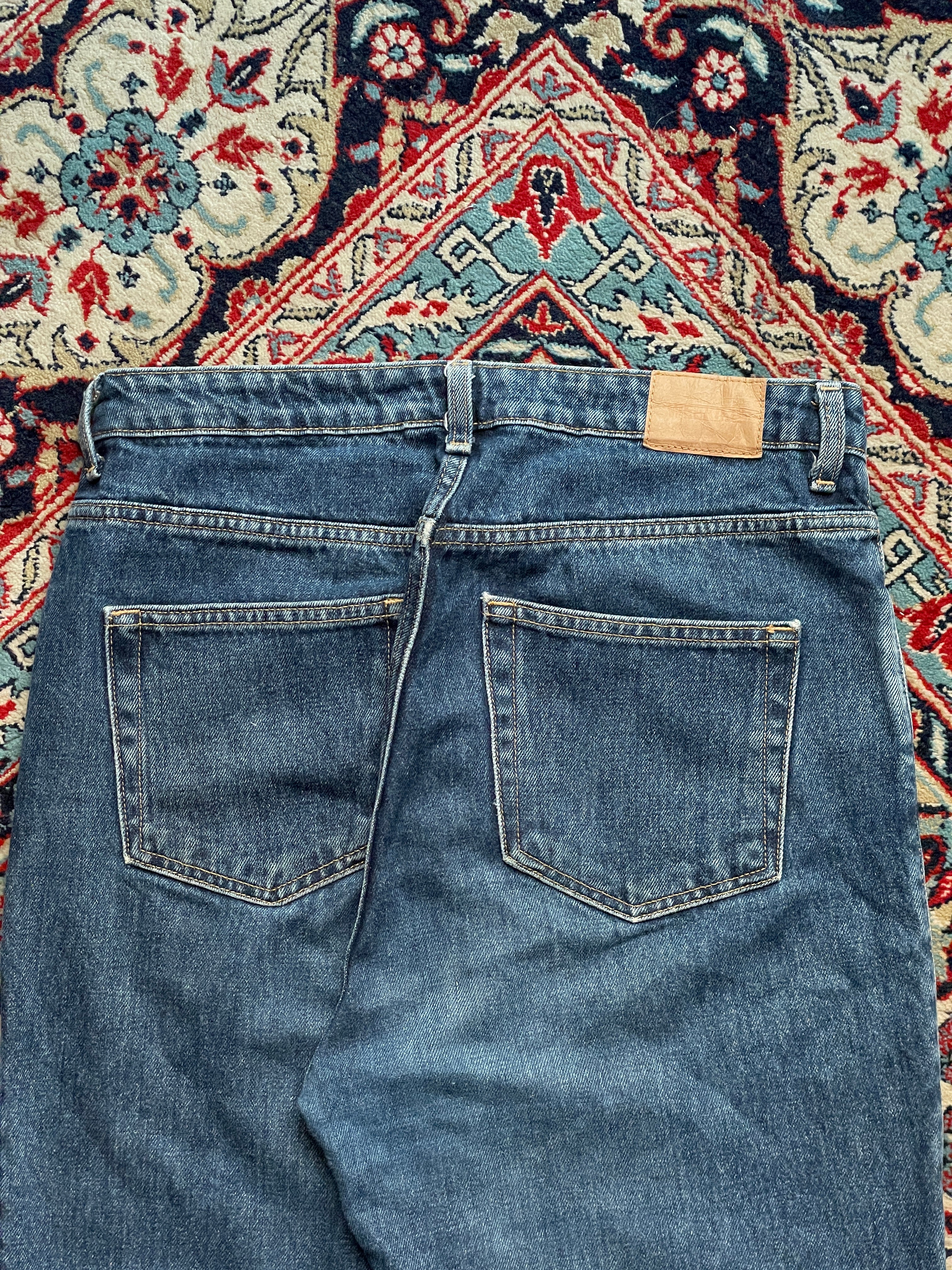 Weekday Rowe Blue Wash High Waisted Straight FIT Denim JEANS - 30