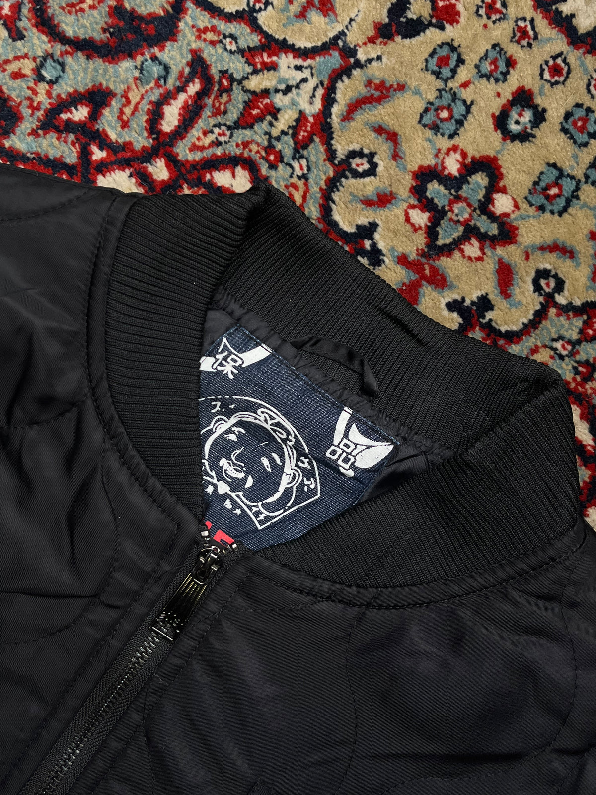 Evisu Heritage Taka Falcon Embroidered Quilted Souvenir Sukajan Bomber Jacket - L