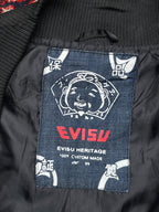 Evisu Heritage Taka Falcon Embroidered Quilted Souvenir Sukajan Bomber Jacket - L