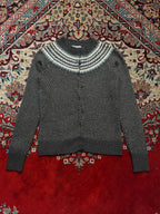 Eagle's Eye Women Lambswool Grey Fair Isle Cardigan - M