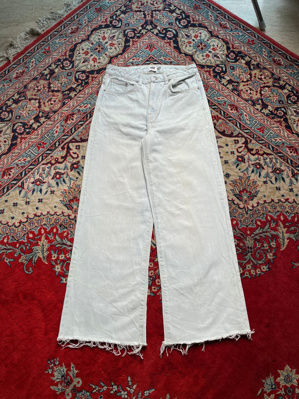 Lager 157 Boulevard Light Wash High Waisted Raw Hem JEANS - 28