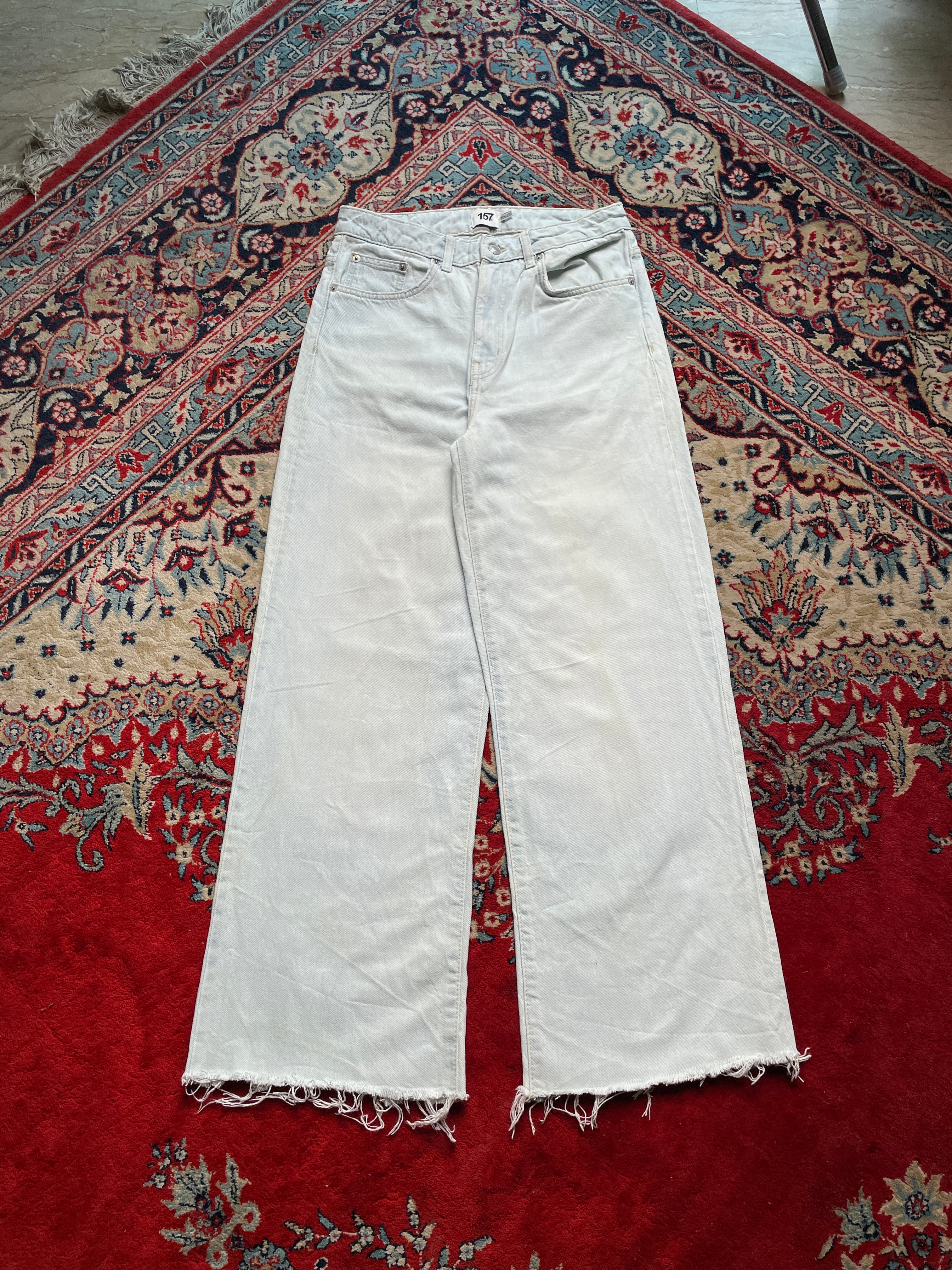 Lager 157 Boulevard Light Wash High Waisted Raw Hem JEANS - 28