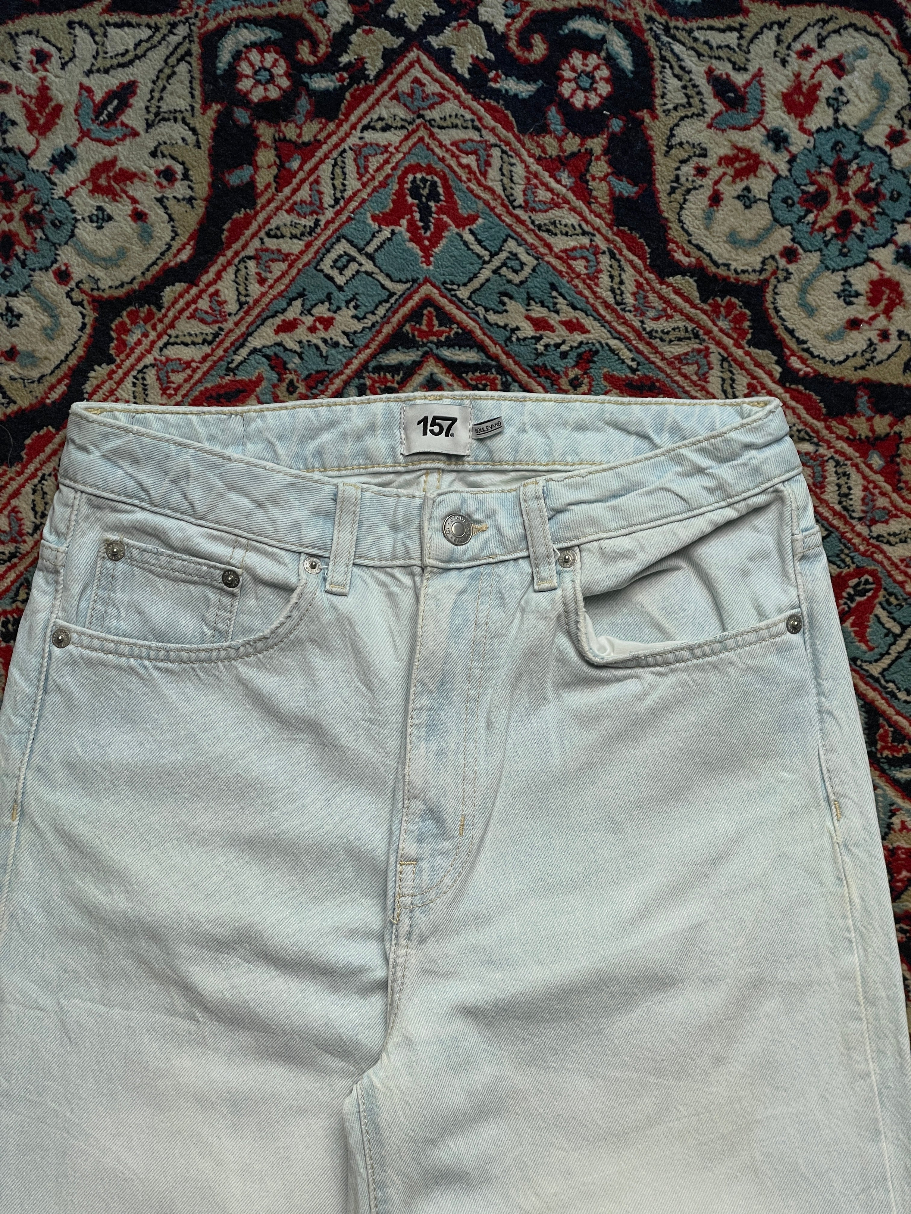 Lager 157 Boulevard Light Wash High Waisted Raw Hem JEANS - 28