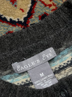 Eagle's Eye Women Lambswool Grey Fair Isle Cardigan - M