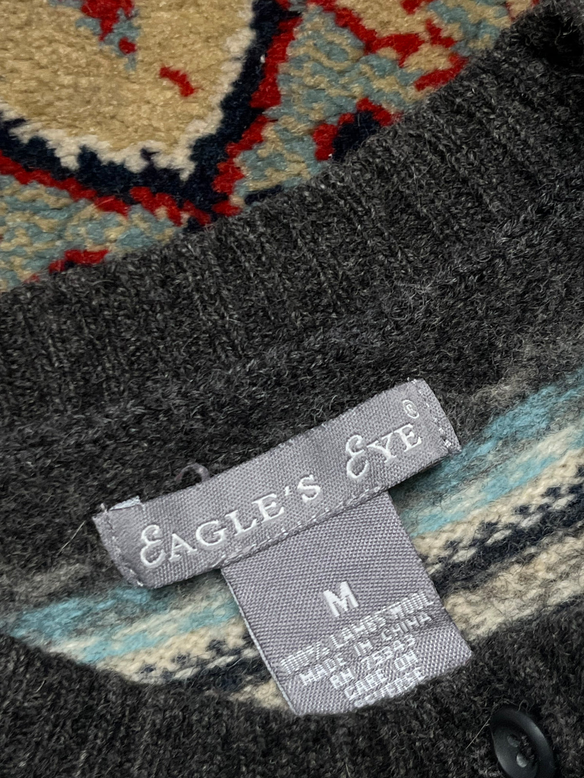 Eagle's Eye Women Lambswool Grey Fair Isle Cardigan - M