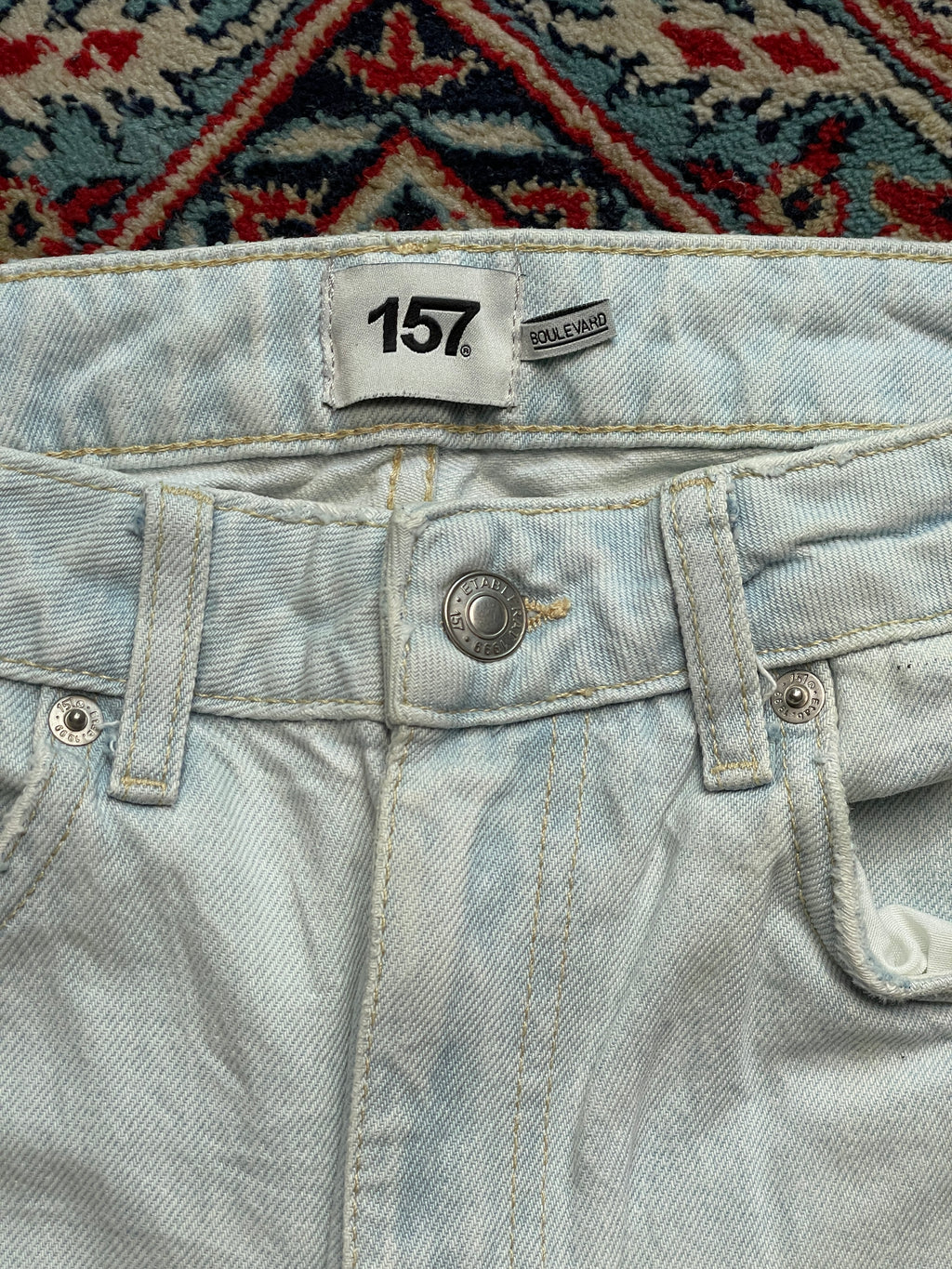 Lager 157 Boulevard Light Wash High Waisted Raw Hem JEANS - 28