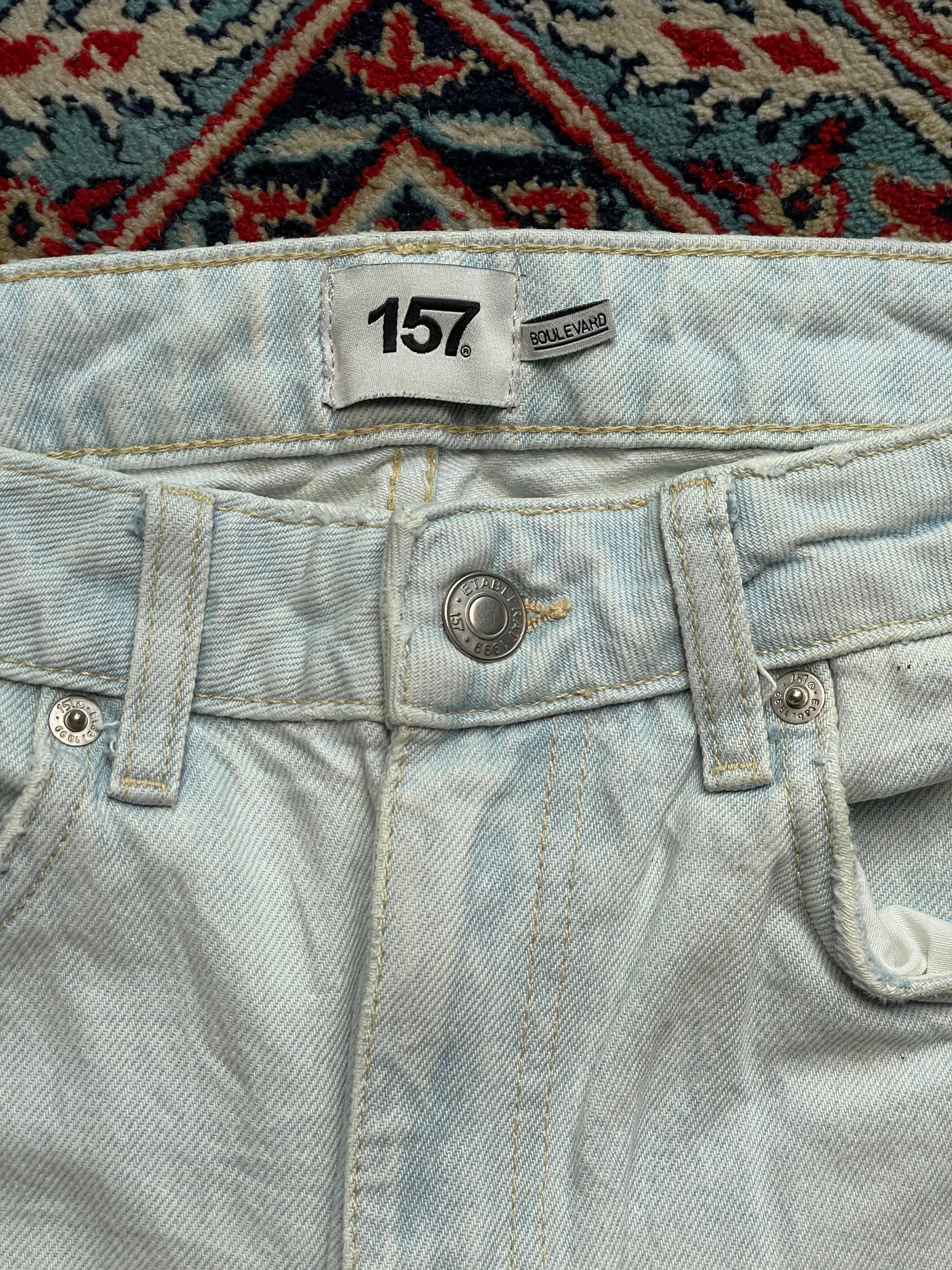Lager 157 Boulevard Light Wash High Waisted Raw Hem JEANS - 28