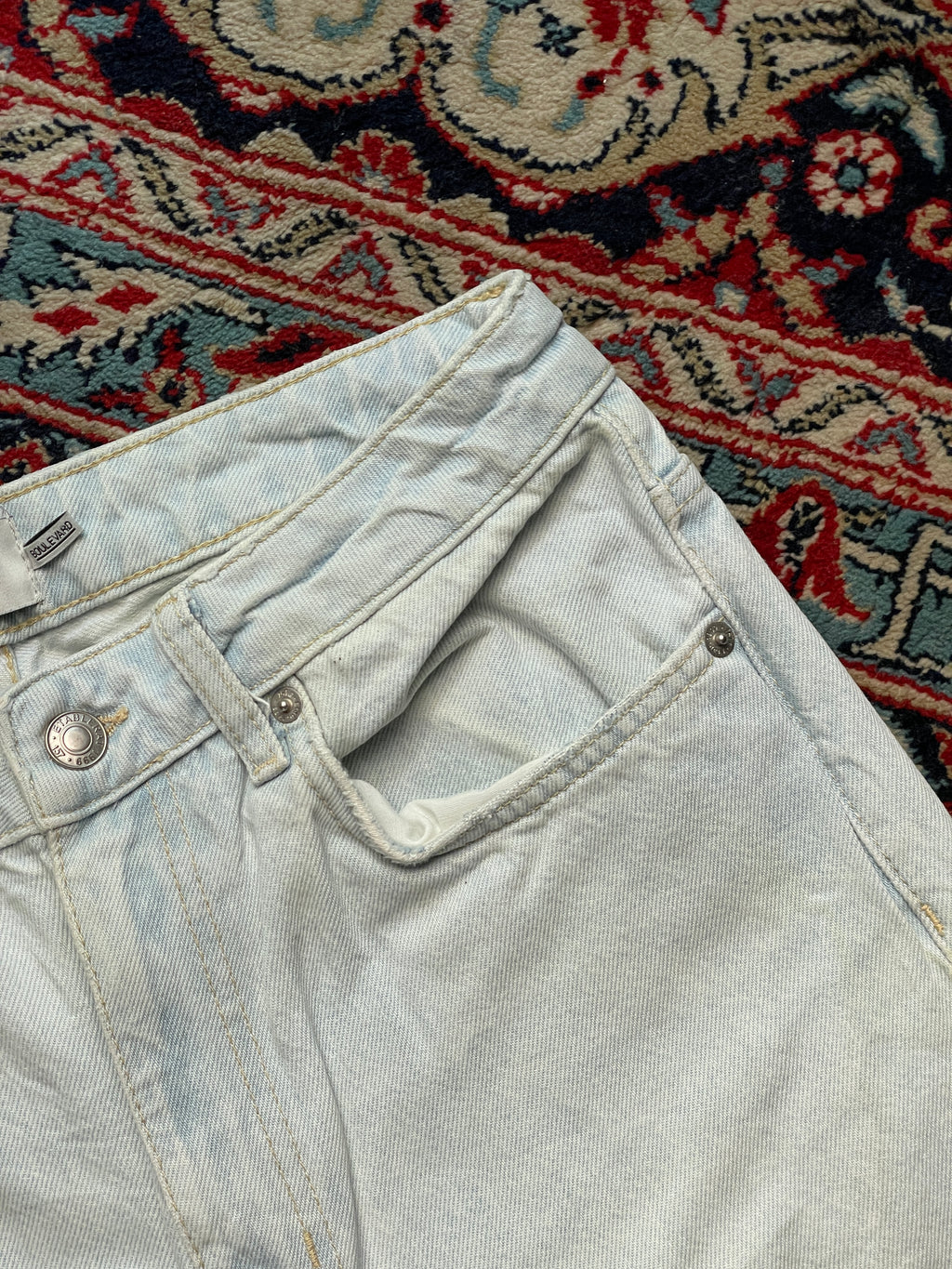 Lager 157 Boulevard Light Wash High Waisted Raw Hem JEANS - 28